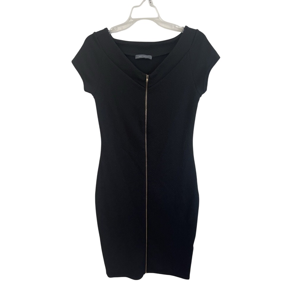 Suzy Shier Black Full Gold Zip Dress Fairycore 90's Goth 90s Y2K Medium Bodycon
